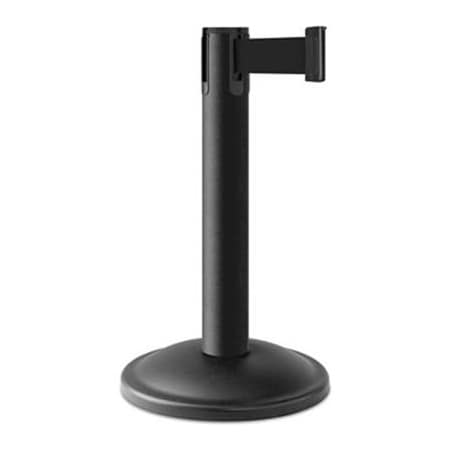 Lavi Industries Contempo Exhibit Post, 24" Black Wrinkle Post, 7' Black Belt 26-407024/WB/BK